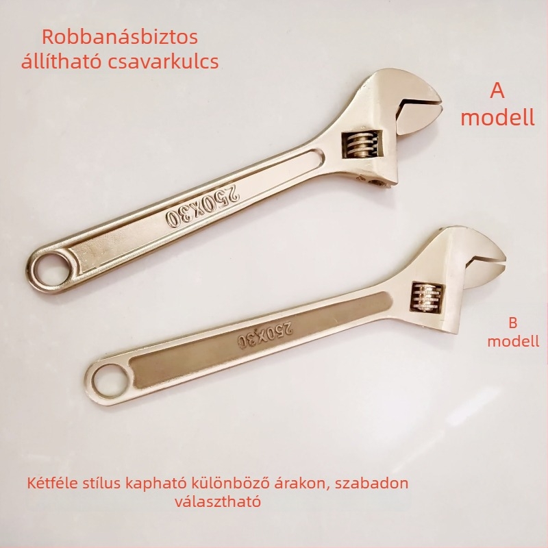 Robbanásbiztos kézi állítható csavarkulcs, alumínium-bronz ötvözetből, különböző méretek