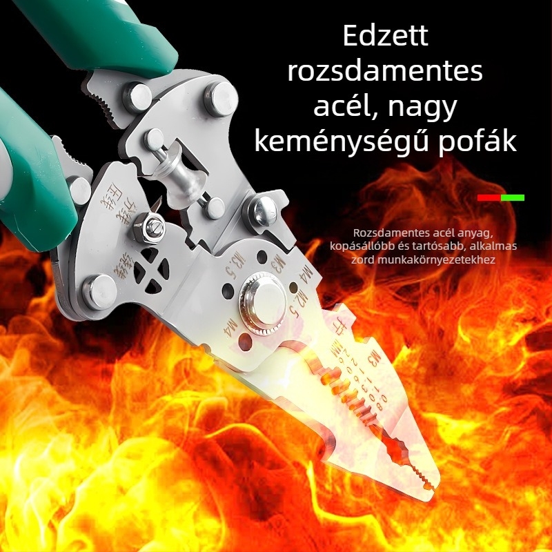 Összecsukható rozsdamentes acél villanyszerelő fogó – többfunkciós eszköz vezetékek leszedésére, tekerésére és vágására