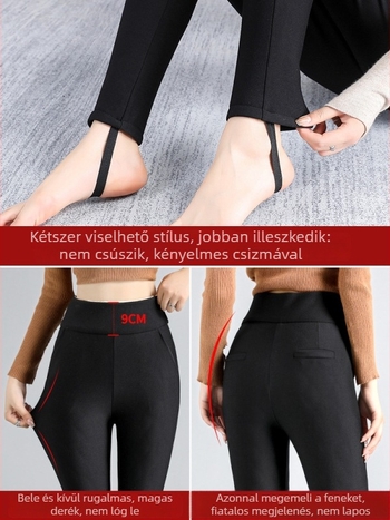 Női téli fleece-béléssel, magas derekú termo leggings, rendkívül vastag és meleg kültéri viseletre
