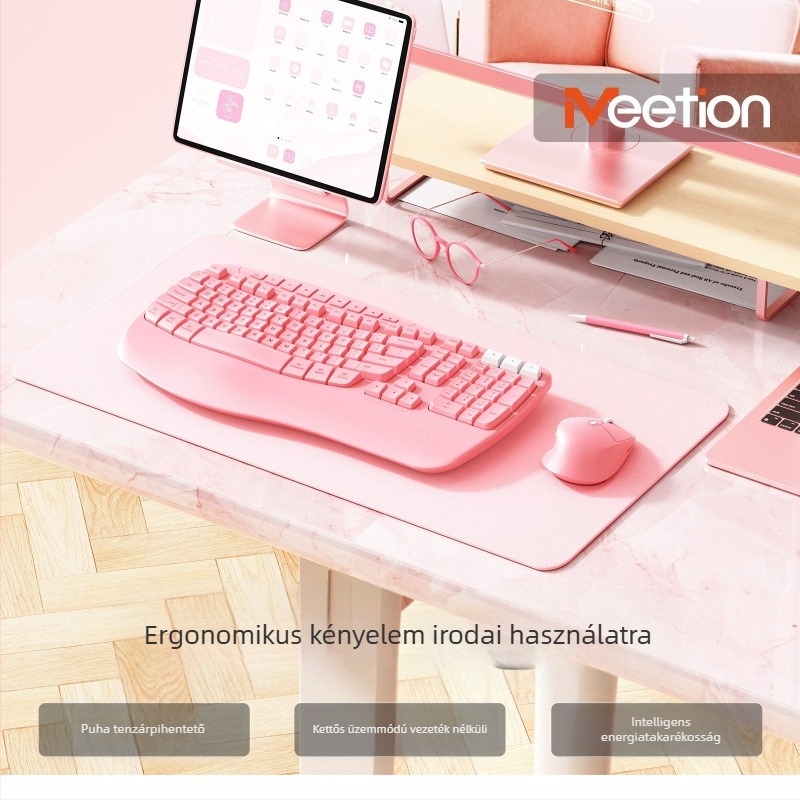 Meetion DirectorD vezeték nélküli billentyűzet és egér készlet, ergonomikus függőleges markolattal és kéztámaszával