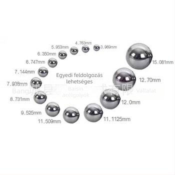304 rozsdamentes acél golyók, méretek 11 mm, 11,5 mm, 12 mm, 12,7 mm, 13 mm, 14 mm, 15 mm