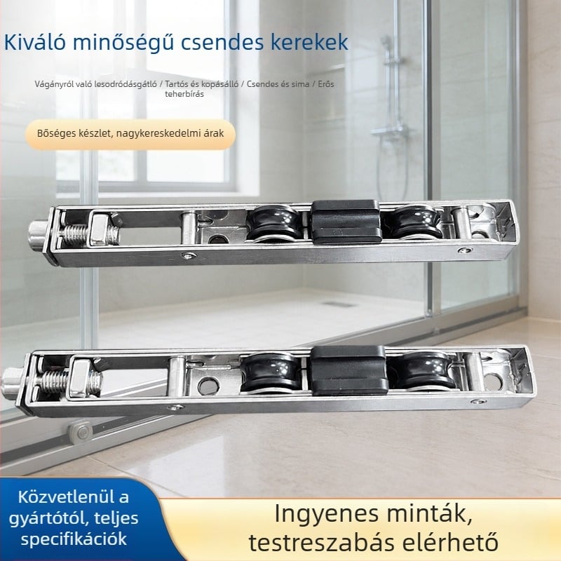 Nerez acél ajtó- és ablakroller 201-es tengelyű acéllal, teherbíró, kopásálló csúszó kerekek, testreszabható kiegészítők