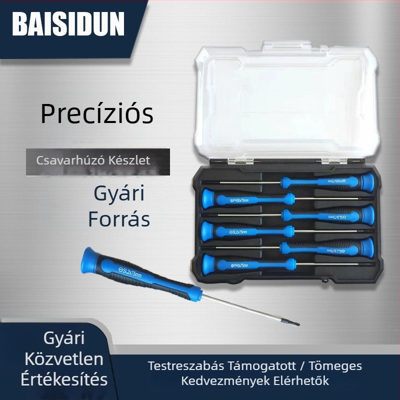 Kézi csavarhúzó készlet egyenes és kereszt fejjel, erős magnet, multifunkcionális precíz csavarhúzók otthoni javításokra.