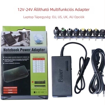 Laptophoz hétfokozatú feszültségállító tápegység, 12-24V, 96-120W