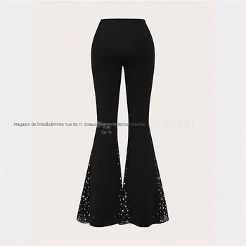 Pantaloni evazați metalici pentru femei, talie înaltă, cu picior larg, stil 2025, noi