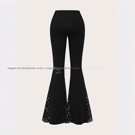 Pantaloni evazați metalici pentru femei, talie înaltă, cu picior larg, stil 2025, noi