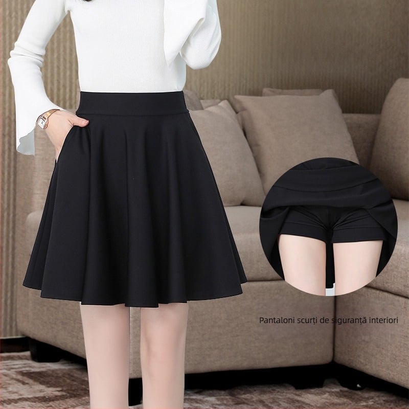 Fustă neagră pentru femei, toamna 2020, talie înaltă, slăbire, stil profesional, fată sexy, fustă pufoasă, fustă umbrelă