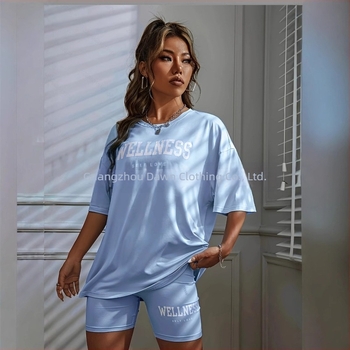 Set de pantaloni scurți sport cu imprimeu de litere, cu croială lejeră, 2025, vară transfrontalieră europeană și americană