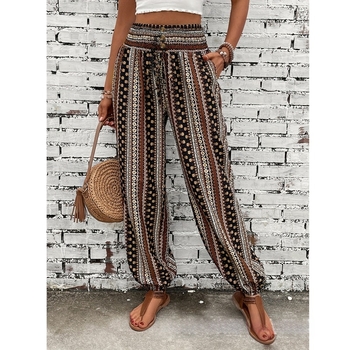 Stil european și american, pantaloni largi de slăbire, talie înaltă, imprimați, stil nou, pandantiv, picioarele trecute, pantaloni strâmți, pantaloni casual