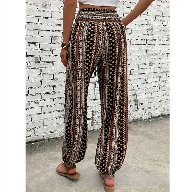 Stil european și american, pantaloni largi de slăbire, talie înaltă, imprimați, stil nou, pandantiv, picioarele trecute, pantaloni strâmți, pantaloni casual