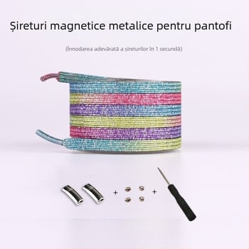 Culoare Lazy People Tie-free șireturi frânghie elastică Unisex plat Tie-free șireturi cataramă presare Fixer șireturi