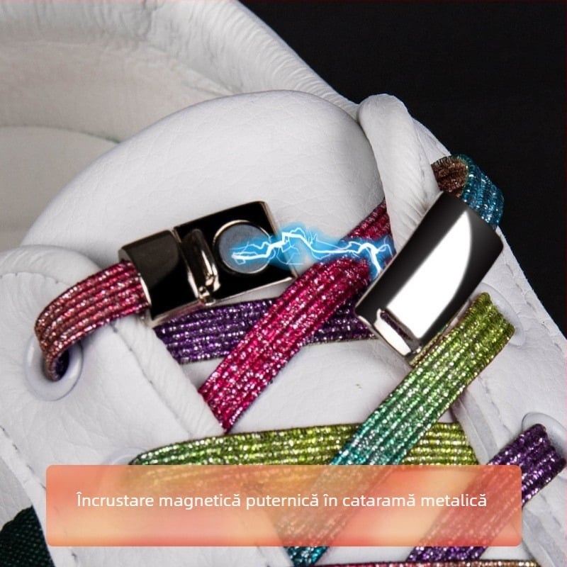 Culoare Lazy People Tie-free șireturi frânghie elastică Unisex plat Tie-free șireturi cataramă presare Fixer șireturi