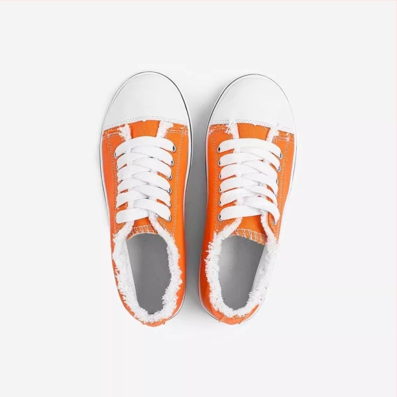 Pantofi sport din pânză cu dovleac portocaliu, pantofi sport din pânză plată pentru femei, pantofi sport din pânză ...