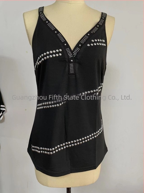 Vestă fără mâneci, cu decolteu în V, cu paiete, în culori solide, pentru femei, casual, din comerț exterior, europene și americane