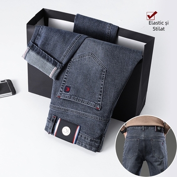 Daifa Jeans bărbați toamna nou Slim-Fit Small Foot brodat coreean la modă casual moale all-match pantaloni lungi