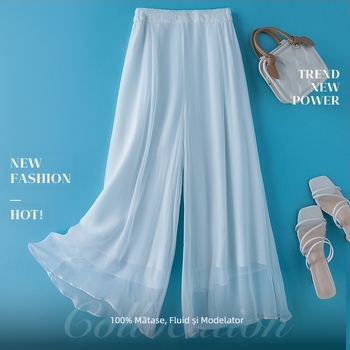 Femeii vara mătase culottes femeii stil chinezesc Zen chiloți casual elegant Mulberry mătase drept picior larg pantaloni pantaloni