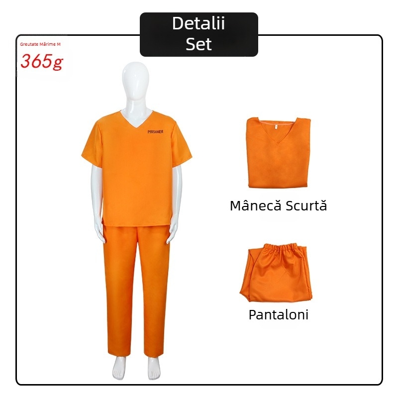 Costum de închisoare portocaliu de Halloween pentru adulți, uniformă de închisoare, costum de prizonier, uniformă de închisoare pentru jocuri de rol, uniformă de închisoare pentru copii