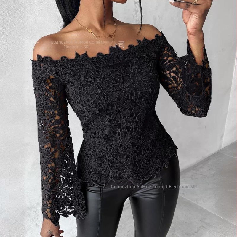 Top din dantelă Amazon Aliexpress, vânzare internațională europeană și americană, nou-venit, primăvară 2024