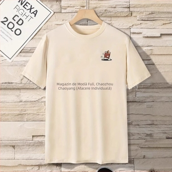 Tricou simplu și distinctiv la modă, de stradă, de primăvară și de vară, cu model nou, imprimat, cu mânecă scurtă, pentru bărbați și femei, cu guler rotund, casual, top