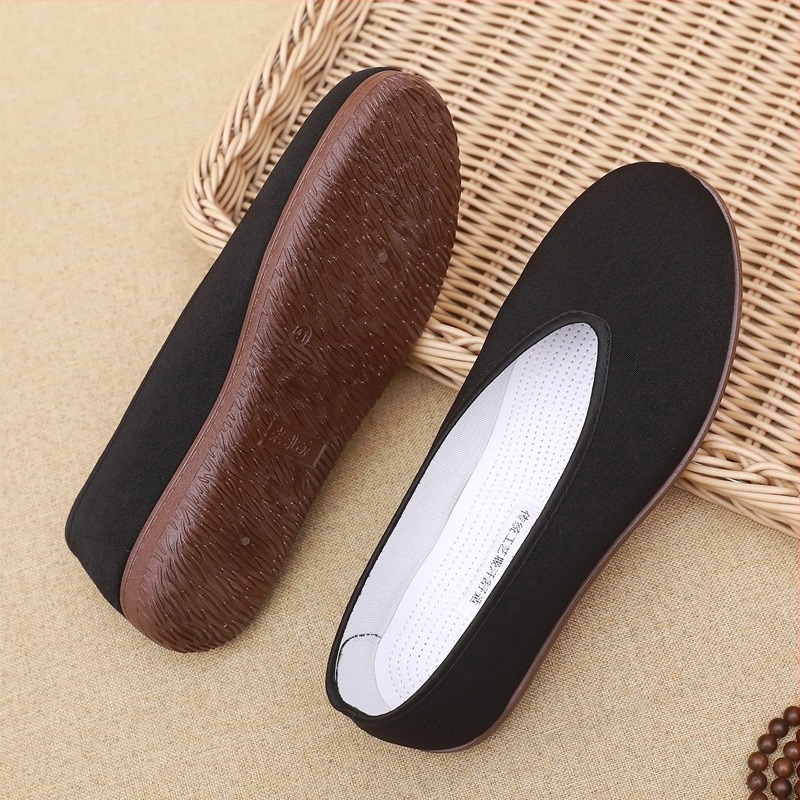 Pantofi de pânză vechi din Beijing, pantofi de pânză cu gură rotundă și plată pentru bărbați de vârstă mijlocie și bătrâni, pantofi de pânză kung fu tai chi, pantofi de pânză neagră, pantofi casual en-gros
