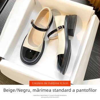 Pantofi mici din piele cu talpă moale Z, cu cusături albe și negre, Mary Jane, mocasini francezi versatile, stil delicat, pentru femei