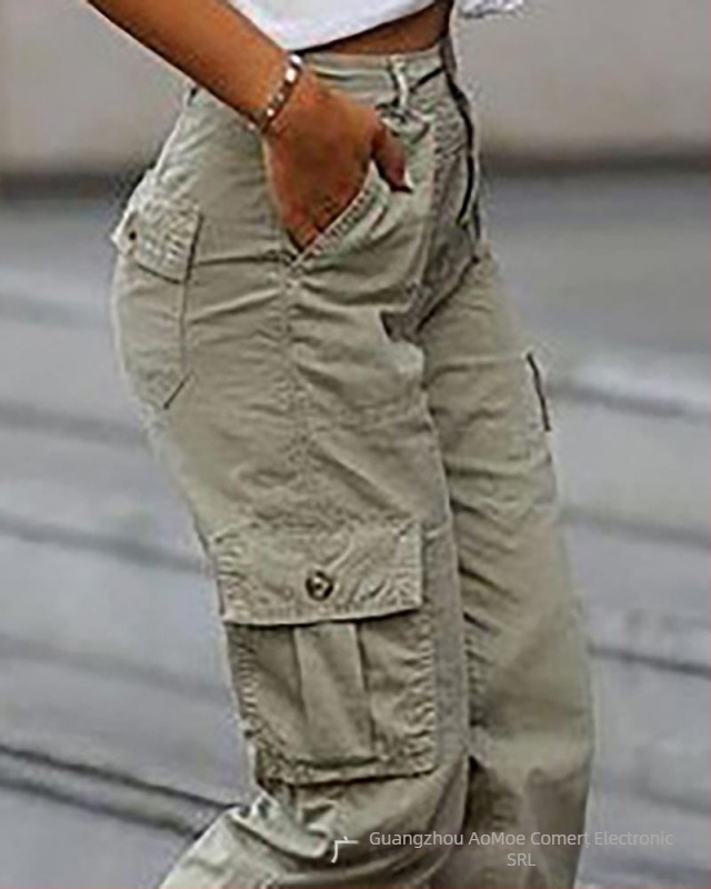 Pantaloni scurți de damă cu buzunare multiple, stil coreean, stil european și american, stil 2020, stil coreean, stil american, stil coreean, stil coreean, stil coreean, stil coreean