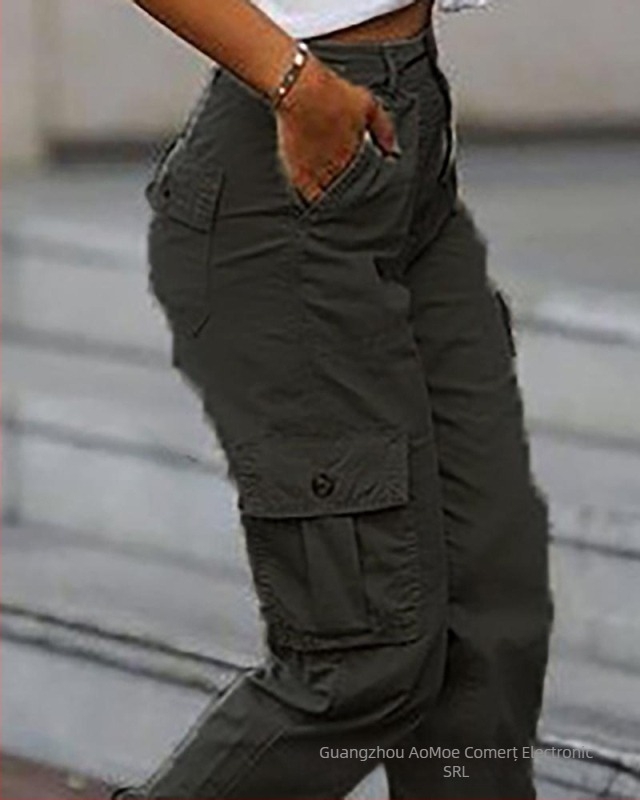 Pantaloni scurți de damă cu buzunare multiple, stil coreean, stil european și american, stil 2020, stil coreean, stil american, stil coreean, stil coreean, stil coreean, stil coreean