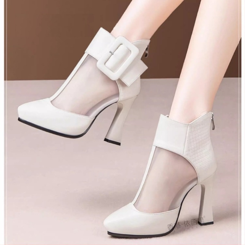 Cizme de plasă pentru femei cu toc înalt, mărime plus, pentru comerț exterior, 2025, primăvara transfrontalieră, cu toc stiletto ascuțit, impermeabil, cu platformă, cizme cool în stoc