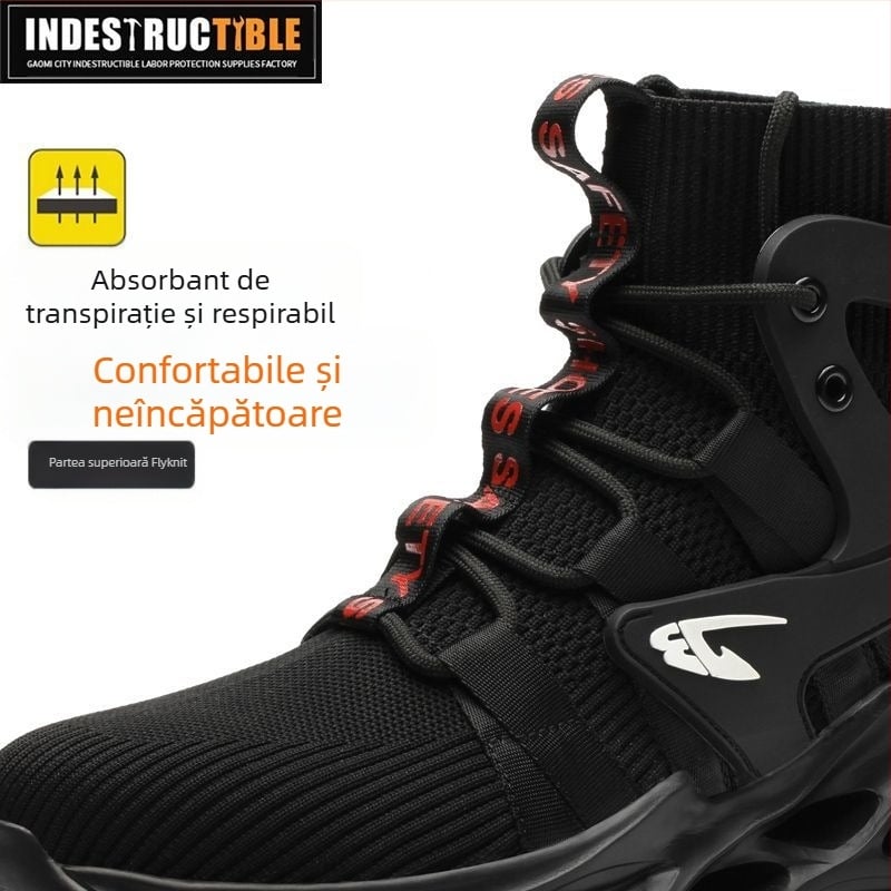 Pantofi de protecție la modă transfrontalieră pentru bărbați, pantofi de siguranță țesuti, confortabili și respirabili, cu vârf din oțel rezistent la uzură, pentru alpinism, pantofi de protecție la locul de muncă