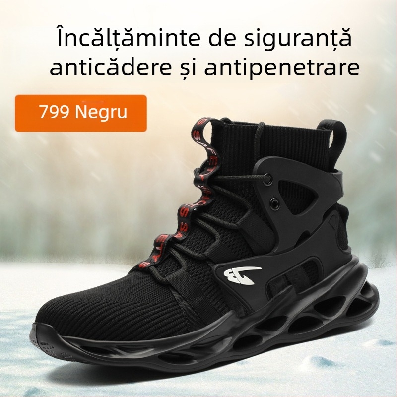 Pantofi de protecție la modă transfrontalieră pentru bărbați, pantofi de siguranță țesuti, confortabili și respirabili, cu vârf din oțel rezistent la uzură, pentru alpinism, pantofi de protecție la locul de muncă