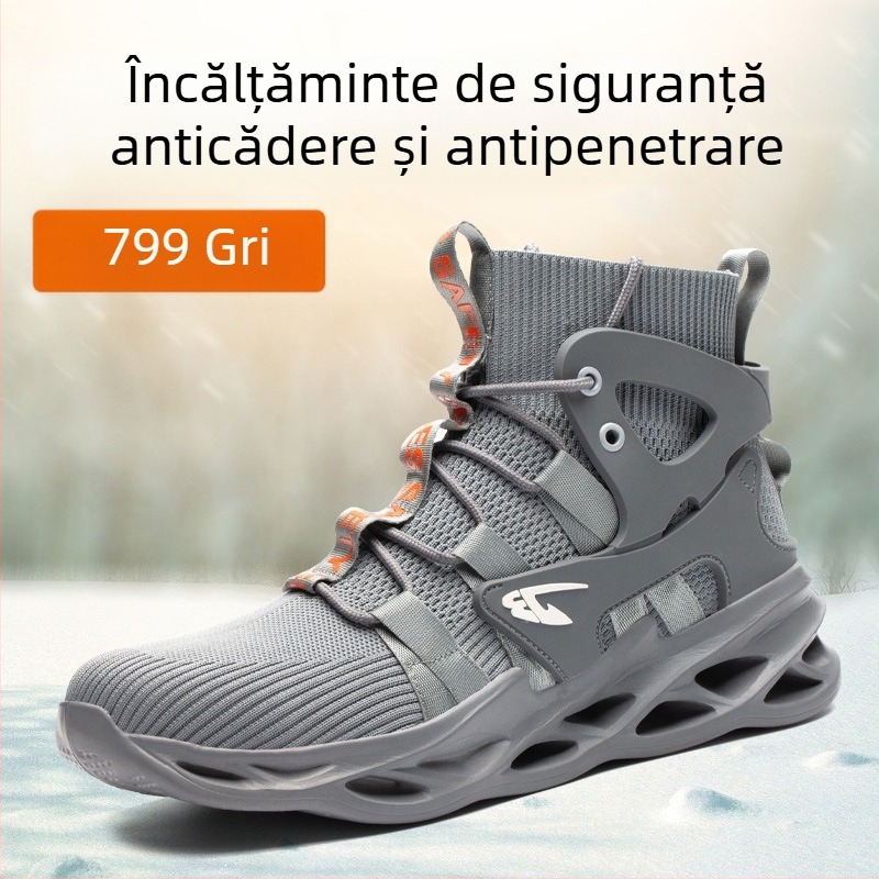Pantofi de protecție la modă transfrontalieră pentru bărbați, pantofi de siguranță țesuti, confortabili și respirabili, cu vârf din oțel rezistent la uzură, pentru alpinism, pantofi de protecție la locul de muncă