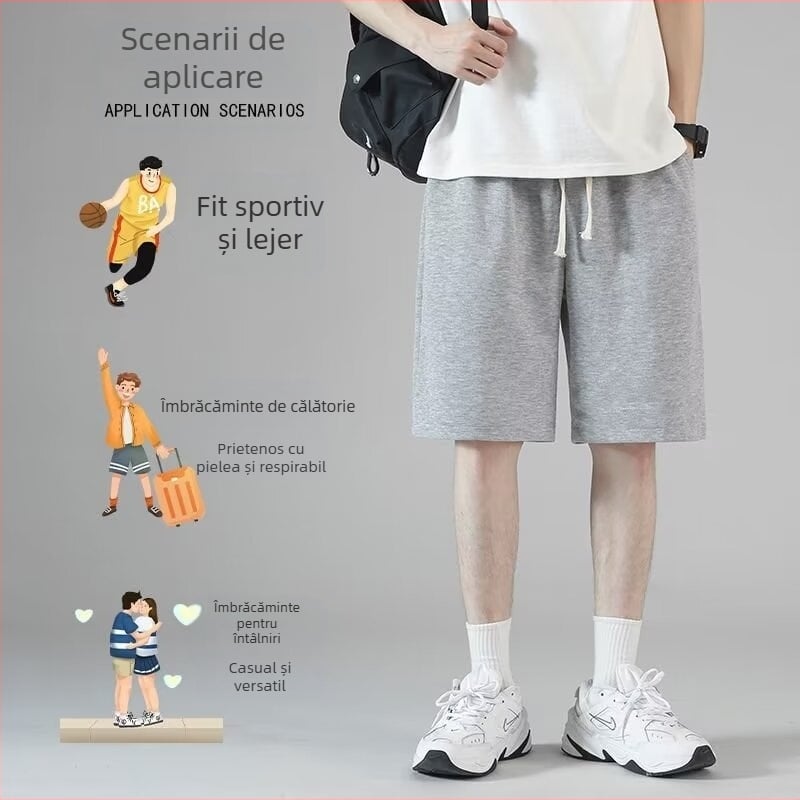 Pantaloni scurți cu cinci puncte pentru bărbați, vara 2024, la modă, noi-nouți, pantaloni cu cinci puncte, cu șireturi, pantaloni cu cinci puncte, pantaloni scurți casual lejeri pentru bărbați