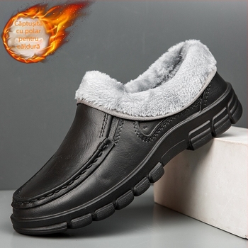 Pantofi de iarnă caldi pentru comerț exterior, plus mărime, cu platformă din bumbac, pentru bărbați, pentru interior și exterior, pentru uz casnic, căptușiți cu fleece