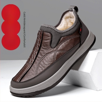 Pantofi de iarnă noi vechi Beijing din pânză pantofi din bumbac pentru bărbați, pantofi cu căptușeală din fleece, îngroșați, caldi, cizme de zăpadă cu fund moale, respirabil, confortabili, din bumbac pentru bărbați