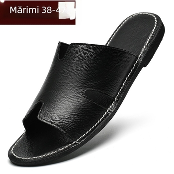 Sandale de vară pentru bărbați, papuci din piele naturală, sandale la modă, stil coreean, antiderapante, dimensiuni mari, papuci de plajă la modă