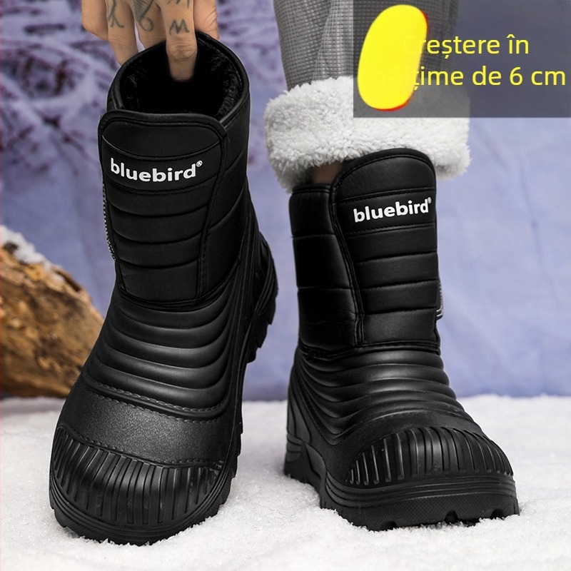 Cizme de zăpadă pentru bărbați, îmbrăcăminte de iarnă, talpă groasă, căptușită cu fleece, caldă, îngroșată, minus 40 de grade nord-est, pantofi mari din bumbac, scule pentru exterior