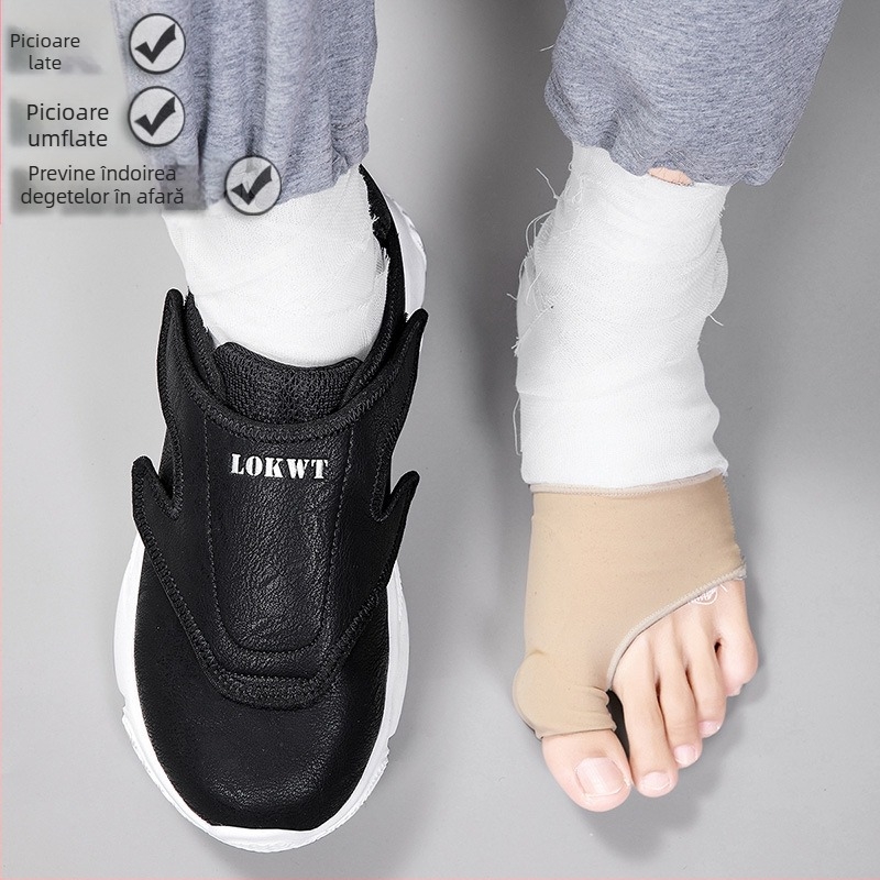 Pantofi din piele pentru bărbați cu picior lat, pantofi pentru îngrășare, pantofi umflați pentru mers pe jos, pantofi cu picior lat, îngroșați, calzi, pentru bătrâni, degetul mare valgus, pantofi speciali