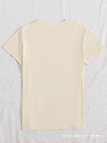 Tricou casual cu mânecă scurtă și inimă, cu cod european transfrontalier și stație independentă INAWLY