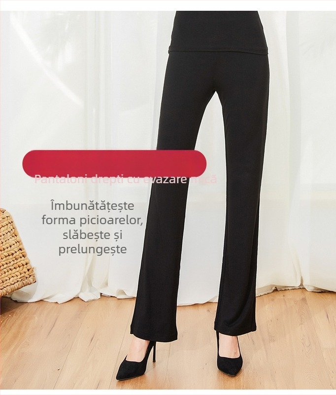 Pantaloni de dans pentru femei, pantaloni de antrenament pentru spectacole corporale, pantaloni de dans, pantaloni largi din mătase de lapte, cusături din plasă mare, pantaloni cu clopot