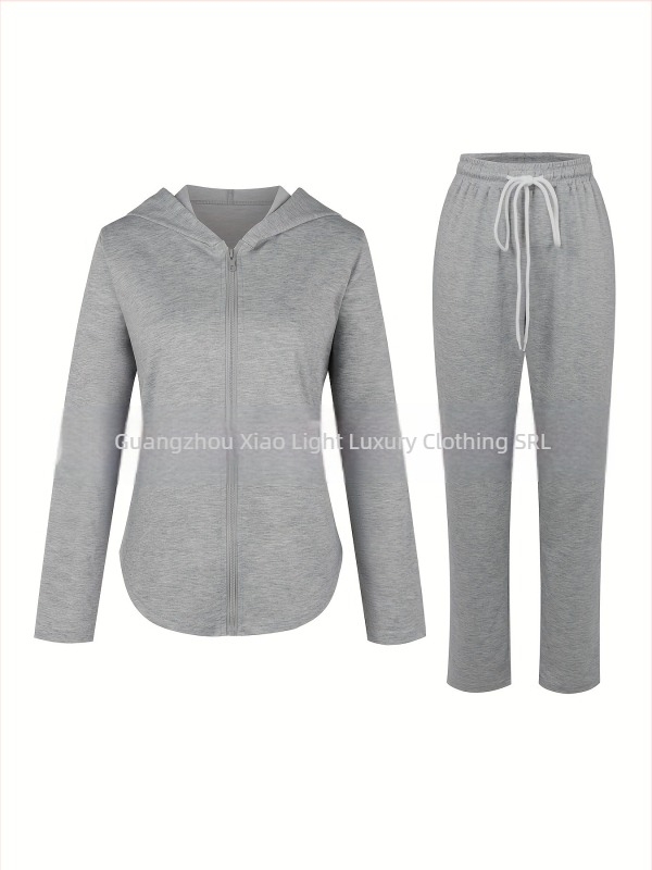 Costum de sacou pantaloni cu glugă, lejer, cu fermoar, pentru comerț european și american (2 piese)