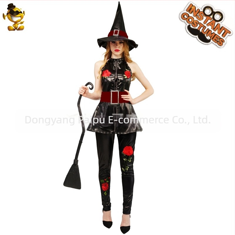 Costum de vrăjitoare pentru adult, costum de Halloween, costum elegant de vrăjitoare, costum de spectacol pe scenă