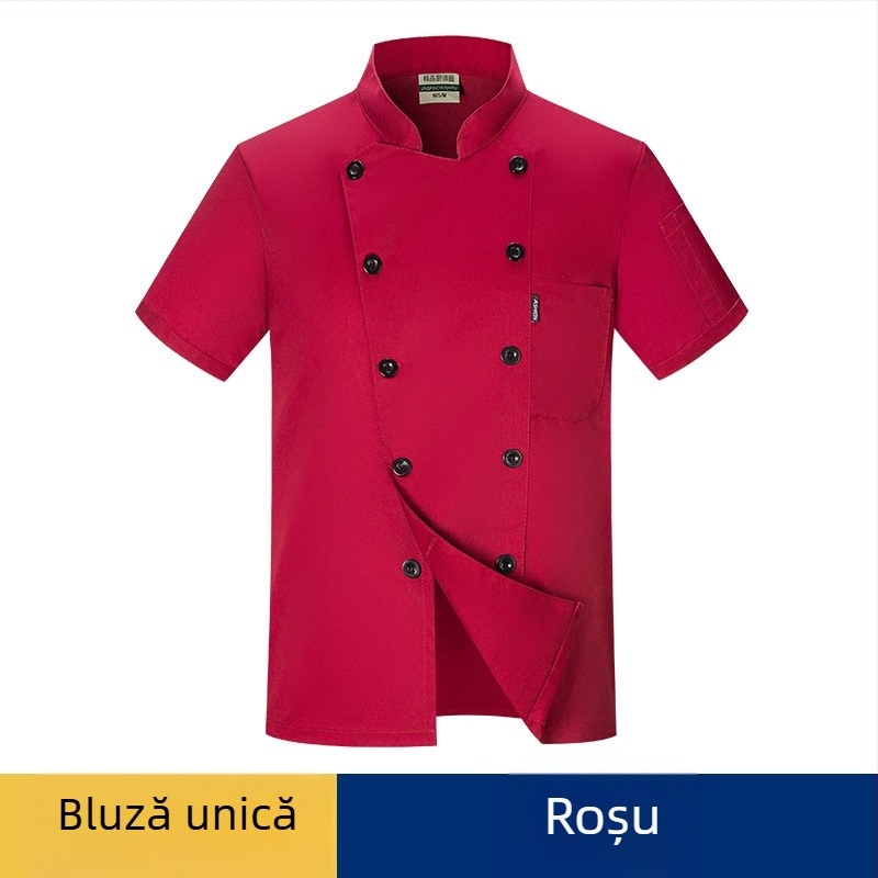 Îmbrăcăminte de bucătar cu mânecă scurtă, vară, culoare solidă, Western, restaurant, hotel, îmbrăcăminte de bucătar, hotel, copt, bucătărie, haine de lucru pentru bucătar pentru bărbați