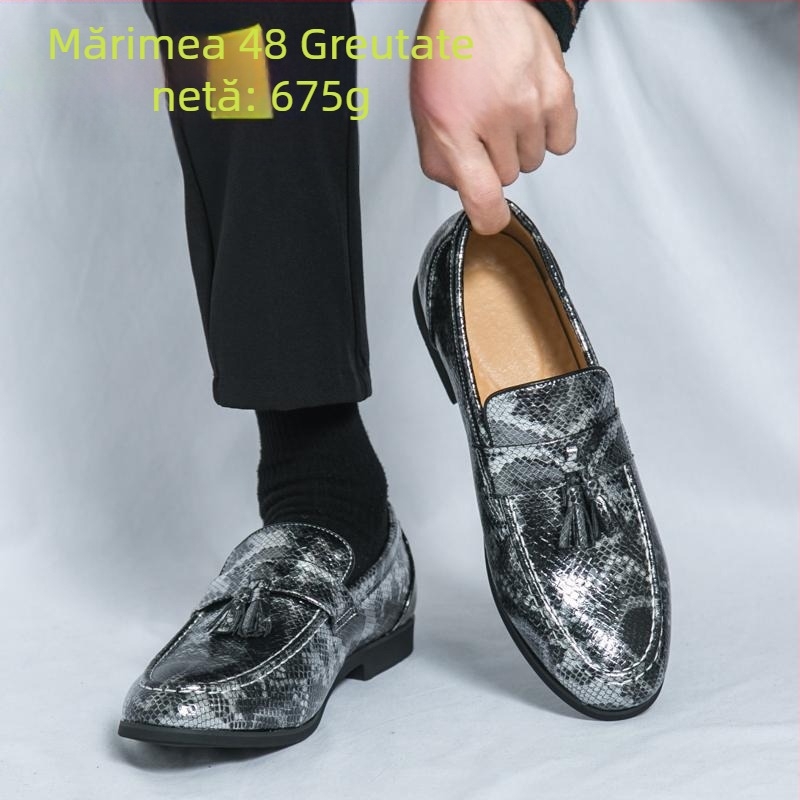 Pantofi sport pentru bărbați, mărimea 48, cu ciucuri, din piele serpentinată, casual, pantofi leneși, fără slip, pantofi pentru bărbați, explozie