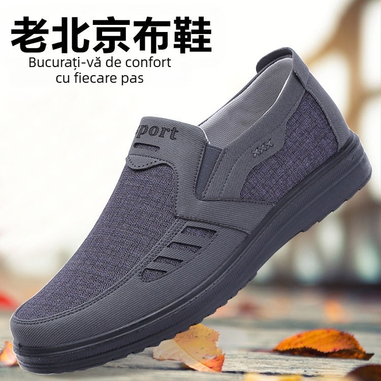 Pantofi sport casual din material textil pentru bărbați Four Seasons, pantofi respirabili pentru tătici, pantofi antiderapanți pentru vârstnici și persoane de vârstă mijlocie, pantofi de mărime mare, confortabili și respirabili
