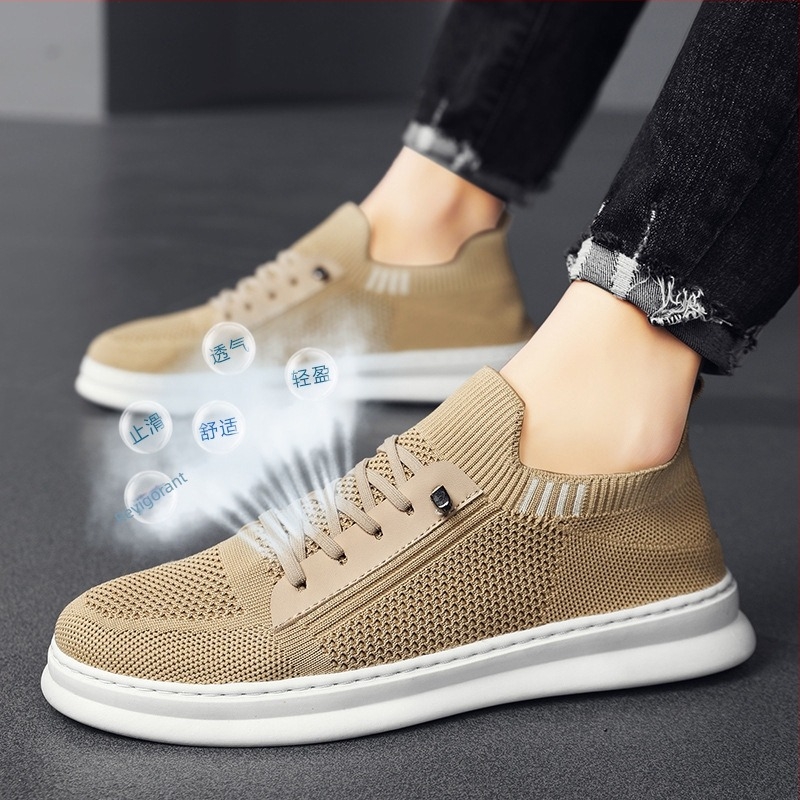 Pantofi sport pentru bărbați, țesute pe corp, la modă, cu slip-on, casual, cu fund moale, din plasă goală, respirabil, cu aer condiționat, livrare dintr-o singură piesă