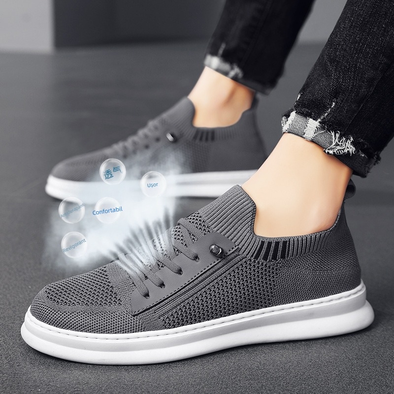 Pantofi sport pentru bărbați, țesute pe corp, la modă, cu slip-on, casual, cu fund moale, din plasă goală, respirabil, cu aer condiționat, livrare dintr-o singură piesă