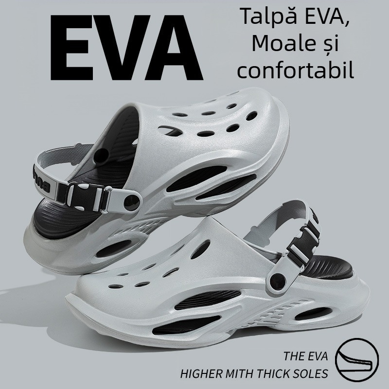 Papuci de vară 2025, pantofi de plajă cu talpă moale și talpă moale, respirabili, cu goluri, Baotou, cu dublă utilizare, pentru bărbați