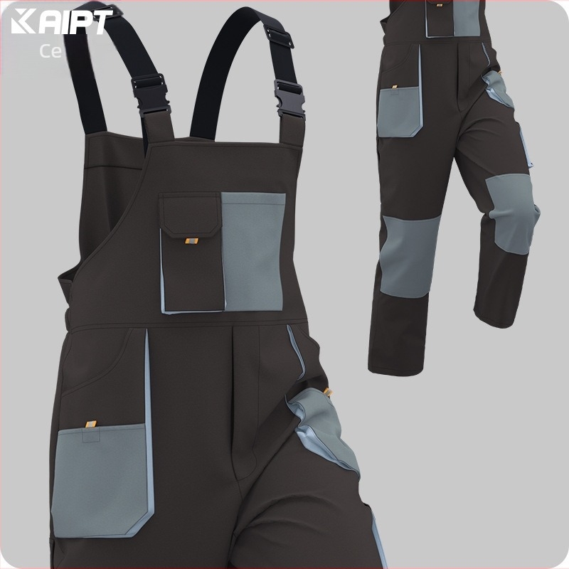 Salopete transfrontaliere tridimensionale cu buzunare mari, salopete personalizate cu buzunare multiple, cu culori asortate, îmbrăcăminte de fabrică, îmbrăcăminte de protecție a muncii