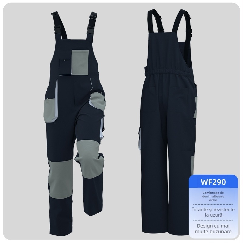 Salopete transfrontaliere tridimensionale cu buzunare mari, salopete personalizate cu buzunare multiple, cu culori asortate, îmbrăcăminte de fabrică, îmbrăcăminte de protecție a muncii