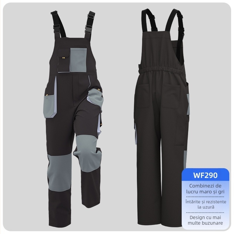 Salopete transfrontaliere tridimensionale cu buzunare mari, salopete personalizate cu buzunare multiple, cu culori asortate, îmbrăcăminte de fabrică, îmbrăcăminte de protecție a muncii